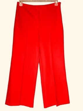 L'Academie Vibrant Red Wide-Leg Cropped Pants Size Large NWT